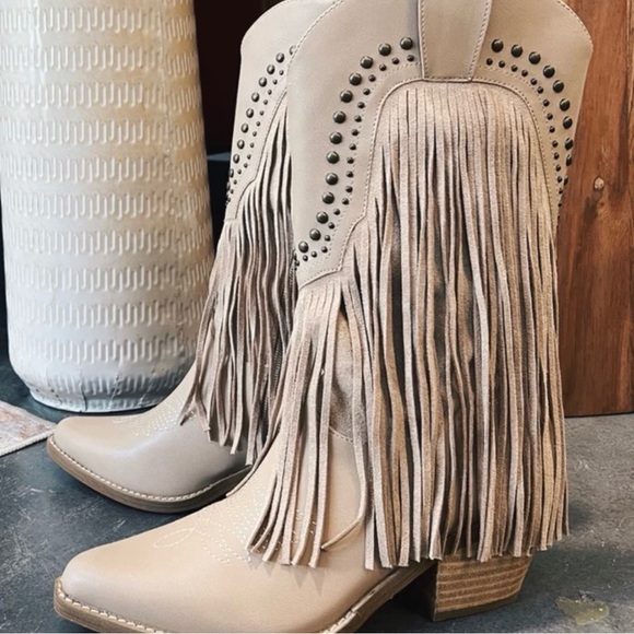 Studded Fringe Boots - Picture 4 of 15